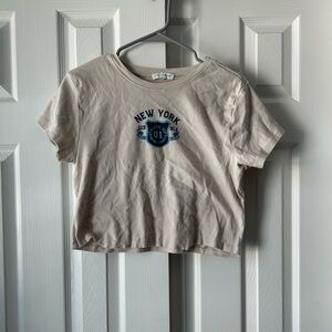 Beige Graphic Tee with New York Design